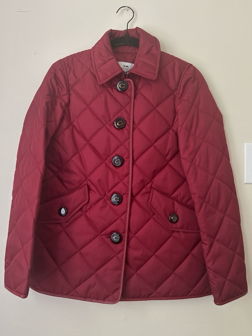 Coach Quilted Red Toggle Jacket